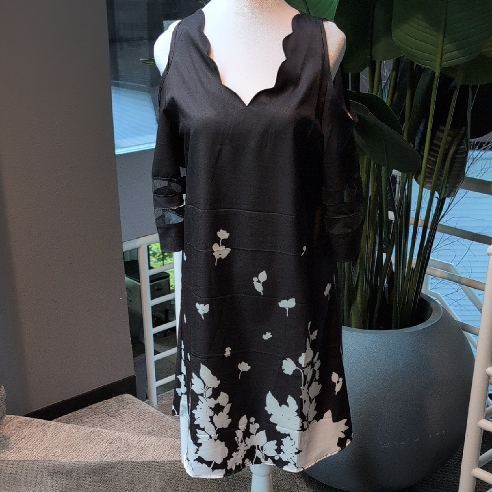 Chic Asymmetrical Black and White Dress